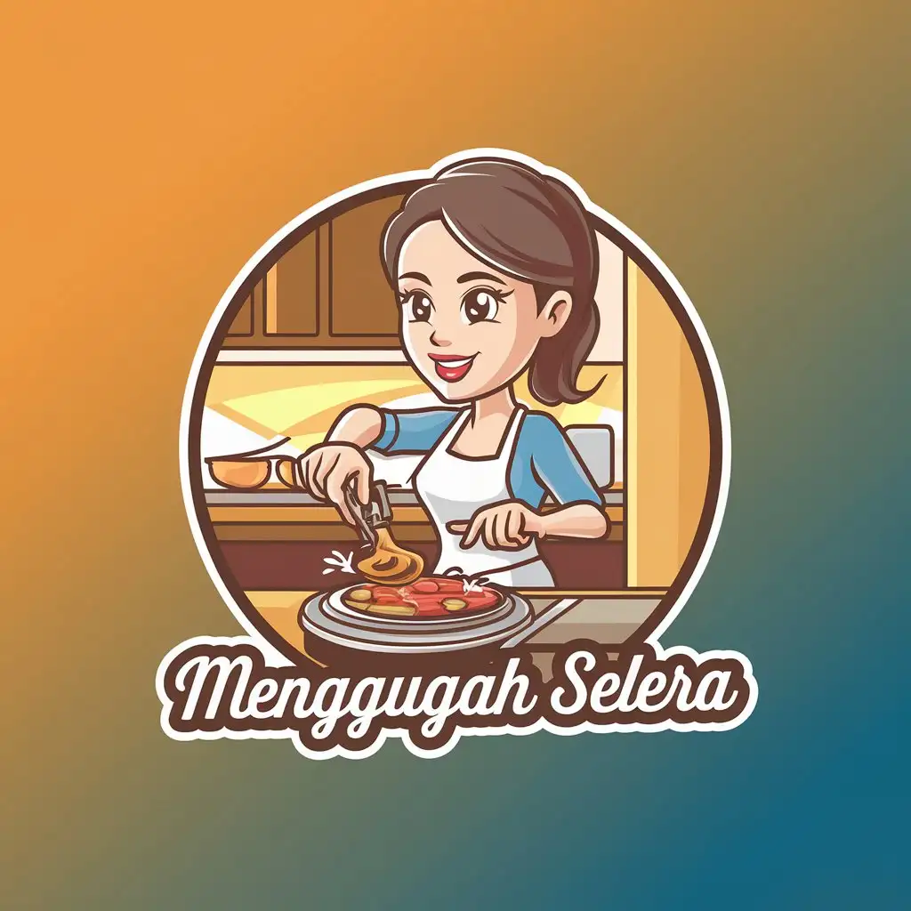 Appetizing Logo Featuring a Cartoon Woman Cooking