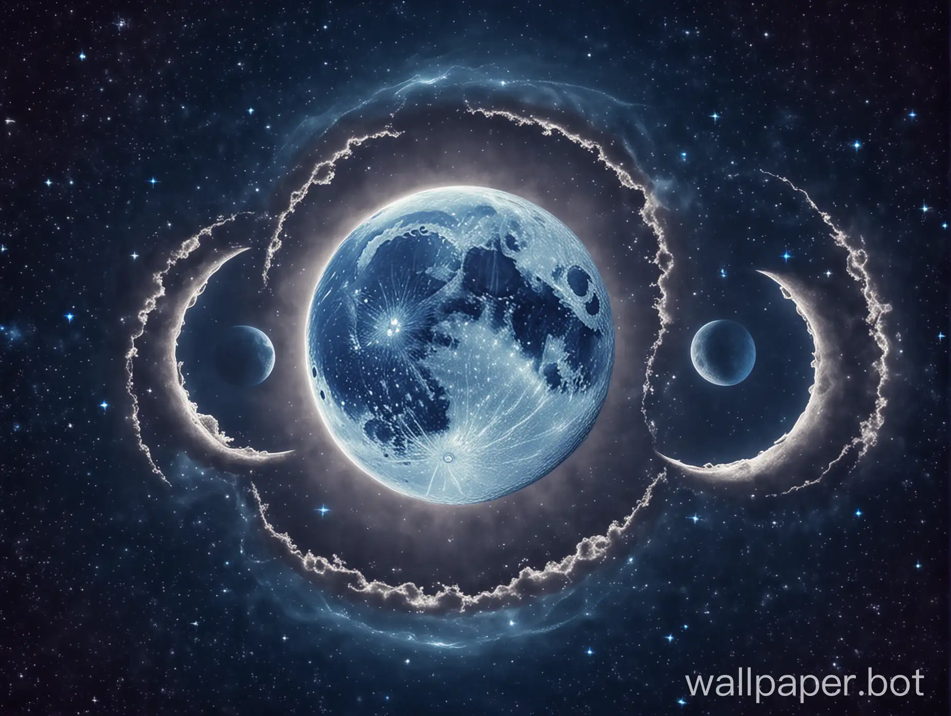 blue three moon spiritual background