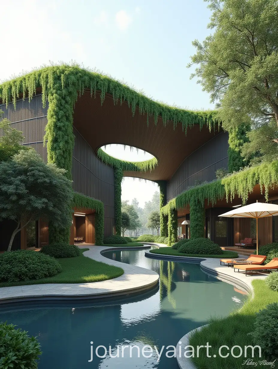 Organic-Green-Roofed-Structure-with-Water-Reflections-and-Courtyards
