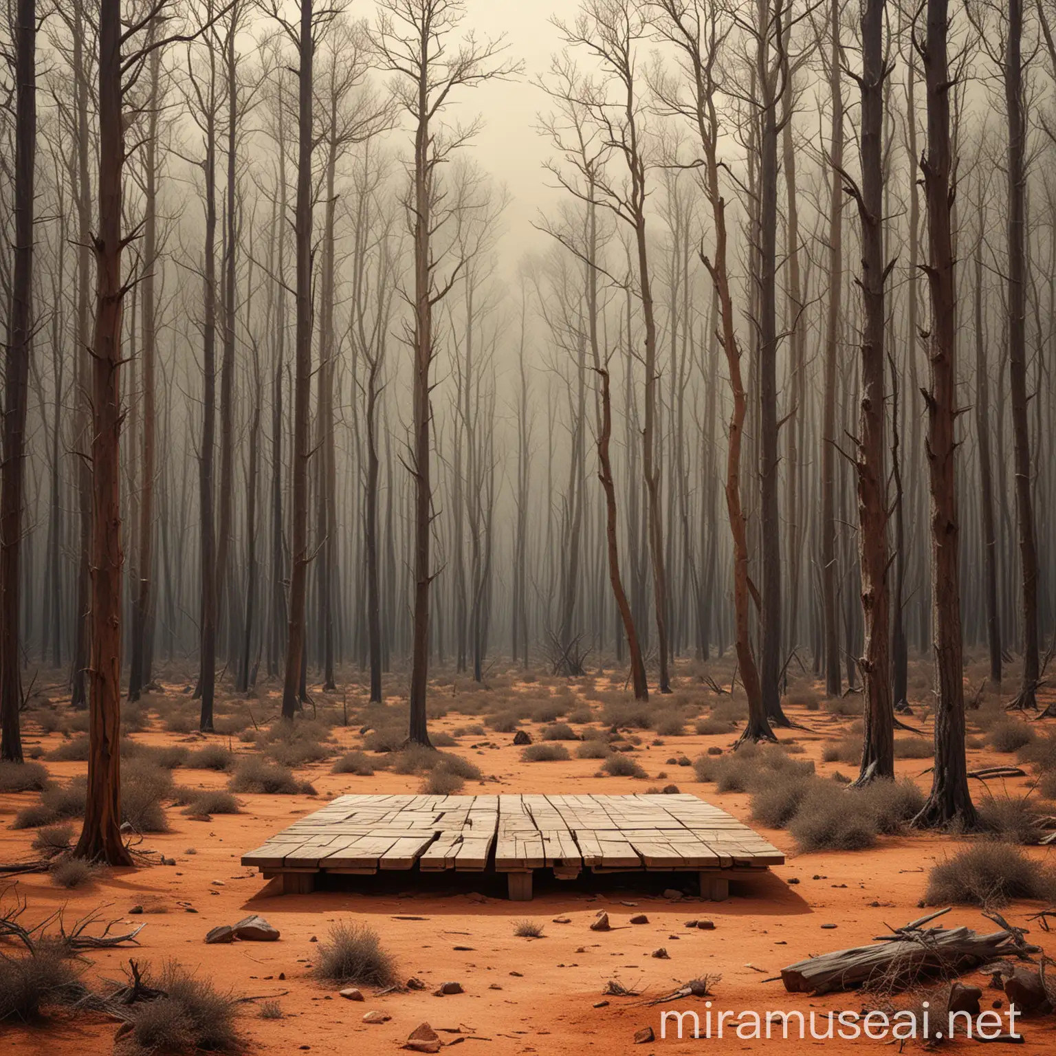 Minimalist Barren Forest in Vibrant Contrast