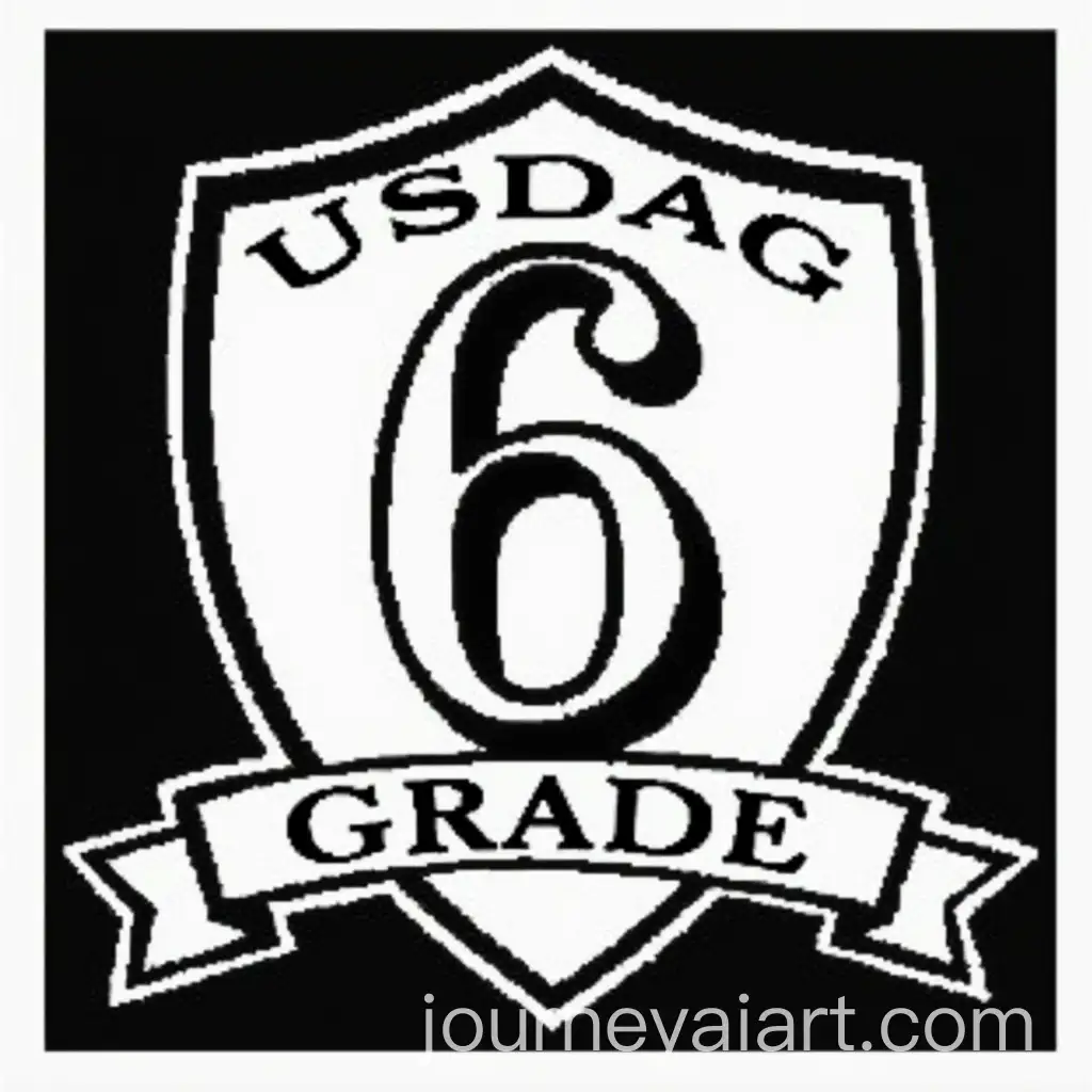 Vintage-BlackandWhite-USDA-Shield-Emblem-with-Bold-Number-6