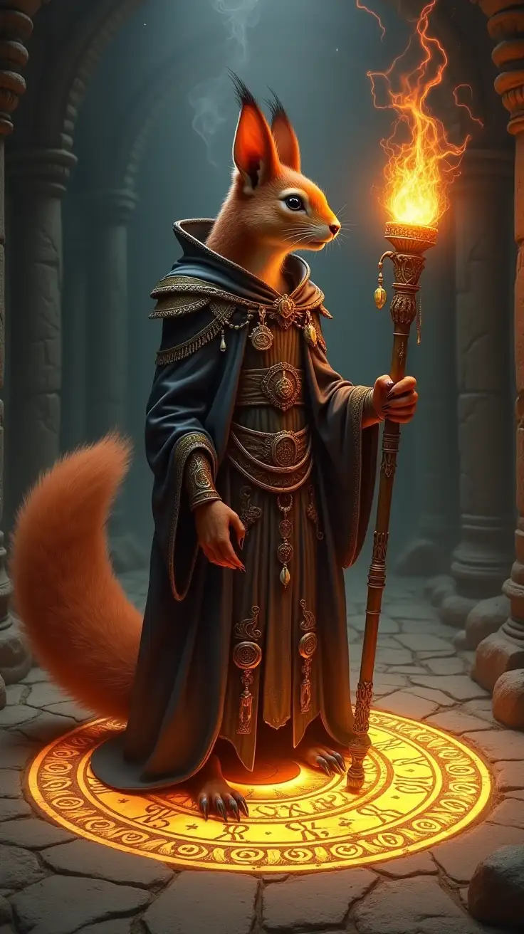 Red-Squirrel-Humanoid-Warlock-Channeling-Arcane-Magic-in-Shadowy-Chamber