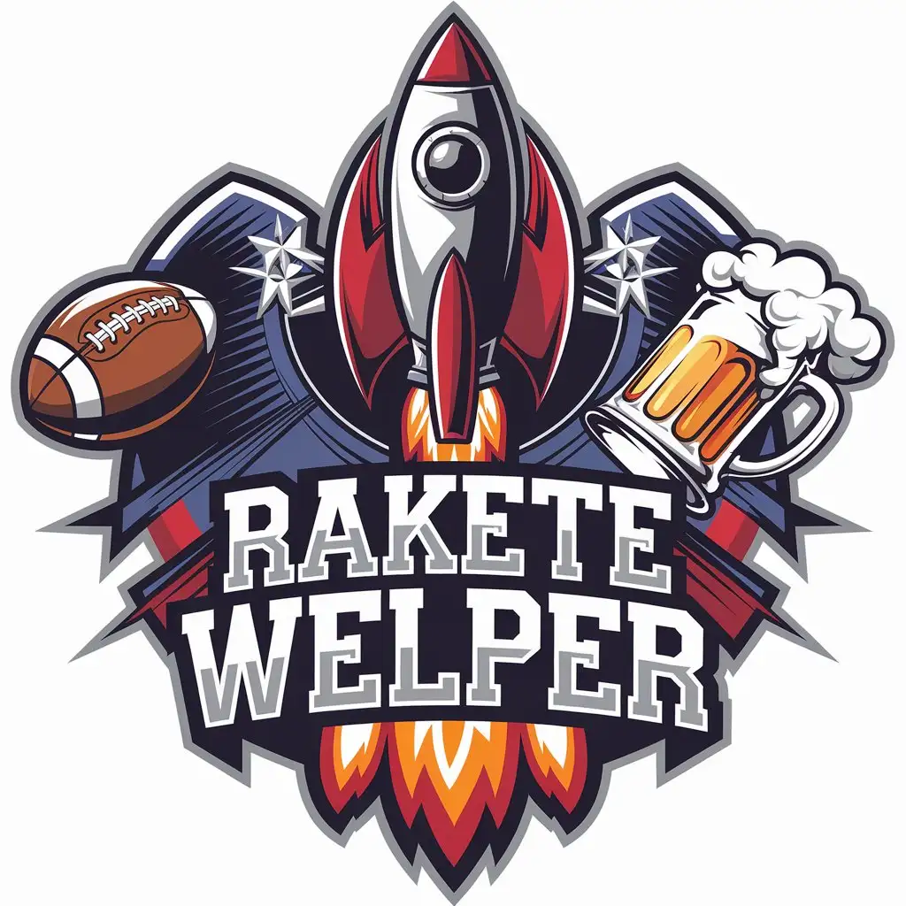 LOGO Design For Rakete Welper Rocket American Football and Beer Theme