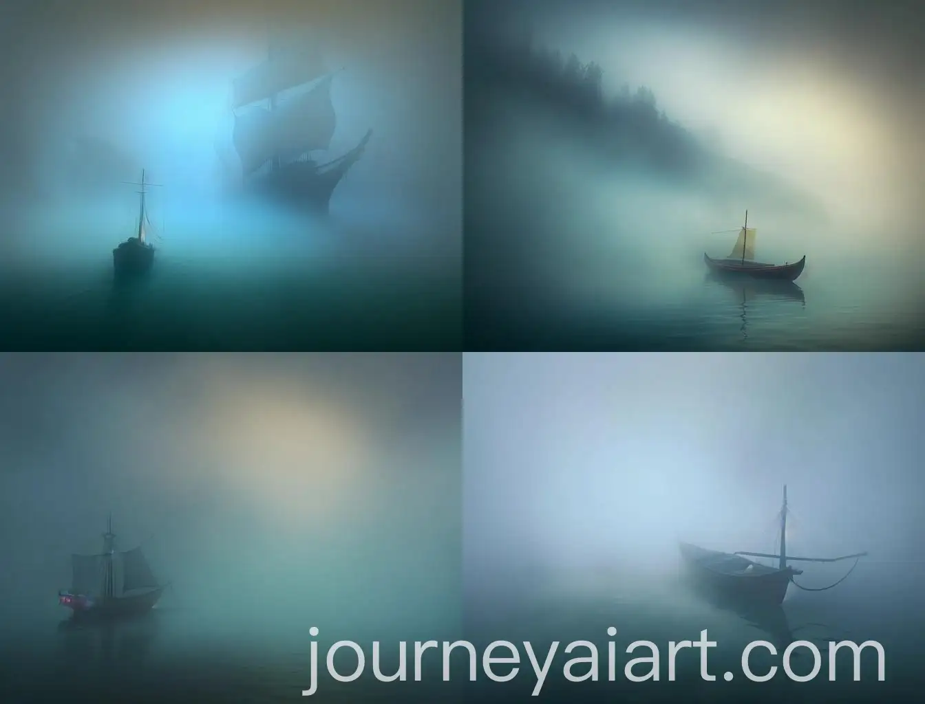Mysterious-Small-Boat-Drifting-on-Foggy-Lake