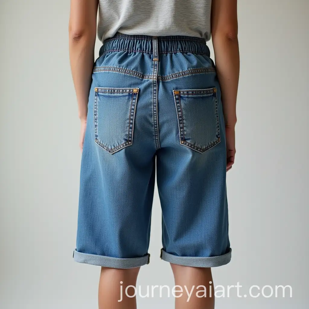 Loose-Long-Denim-Shorts-on-PlusSize-Individual-with-Elastic-Waistband