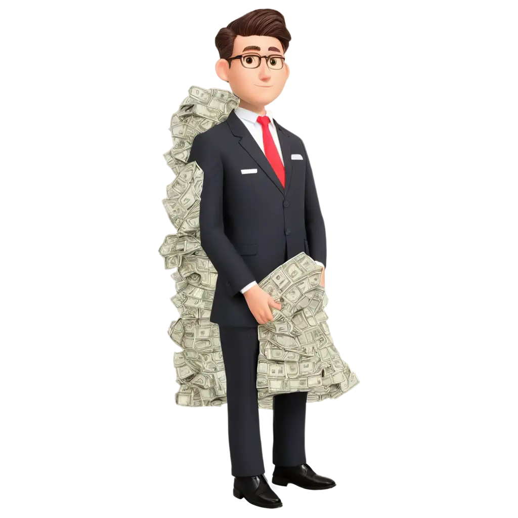 PNG-Image-of-a-HighRanking-Official-with-a-Money-Head-Unique-Concept-Design