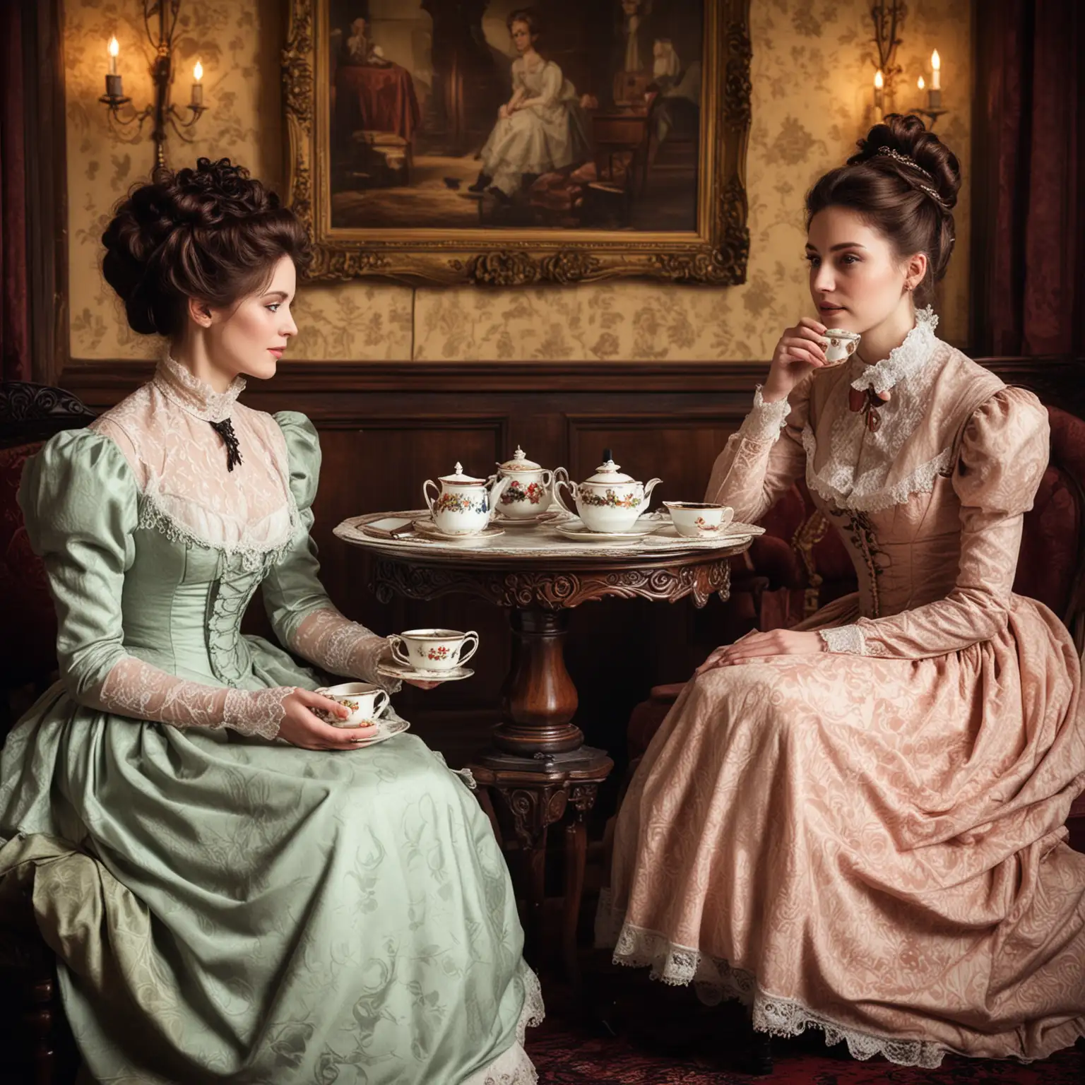 Victorian Style Tea Time in a Saloon