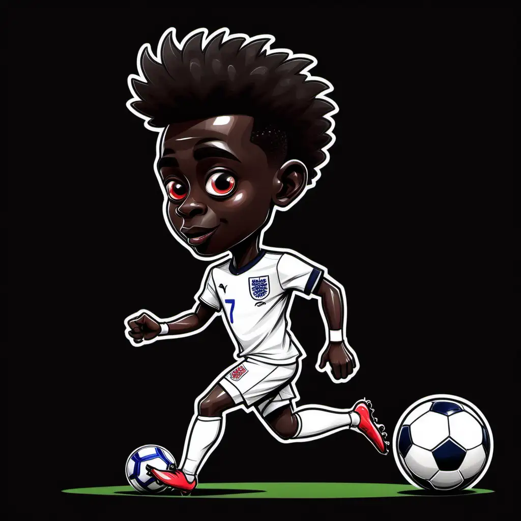 Cartoon Caricature of Bukayo Saka in England Kit