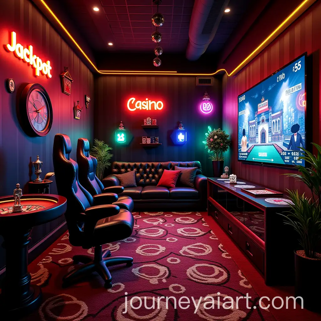 Modern-PlayStation-Gaming-Room-with-CasinoThemed-Decor-and-Neon-Lights