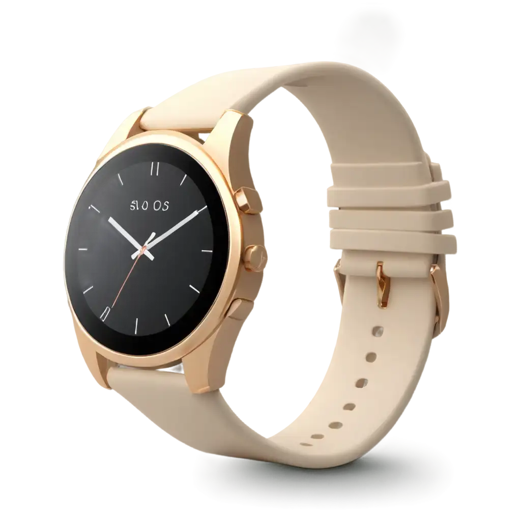 Cream-Colour-Smart-Watch-PNG-ImagePNG-Smartwatch-Image-Analysis-for-HighQuality-Visuals-and-Versatile-Usage