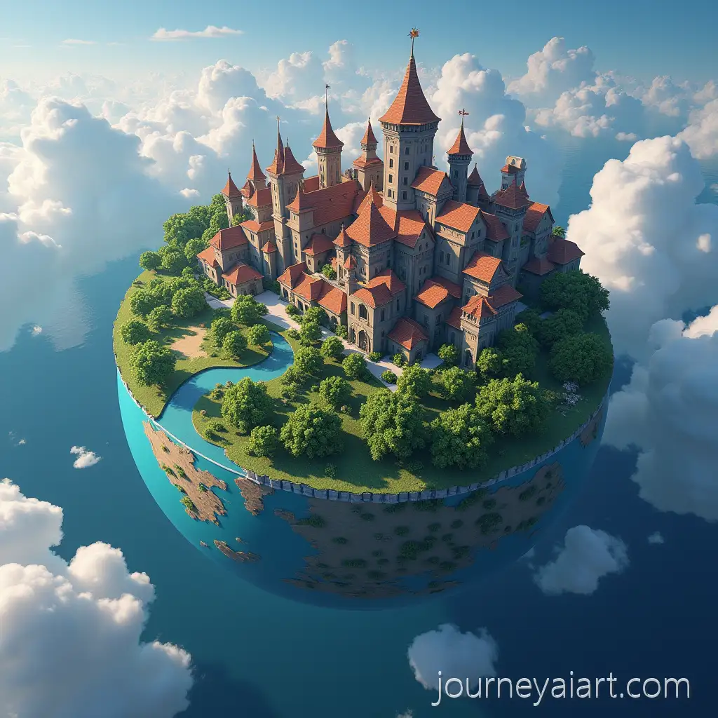 Minecraft-Style-Earth-with-Cities-and-General-Builder-President-Waving