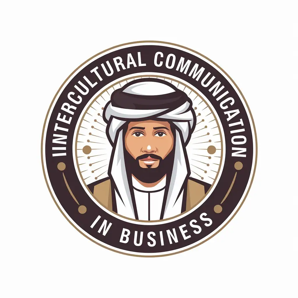 a vector logo design,with the text "INTERCULTURAL COMMUNICATION IN BUSINESS", main symbol:sheikh communications,Moderate,be used in Finance industry,clear background