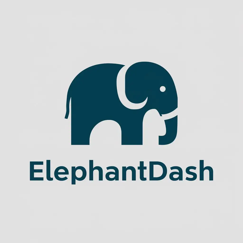 a vector logo design,with the text "ElephantDash", main symbol:Elephant,Infomation,Minimalistic,be used in Technology industry,clear background