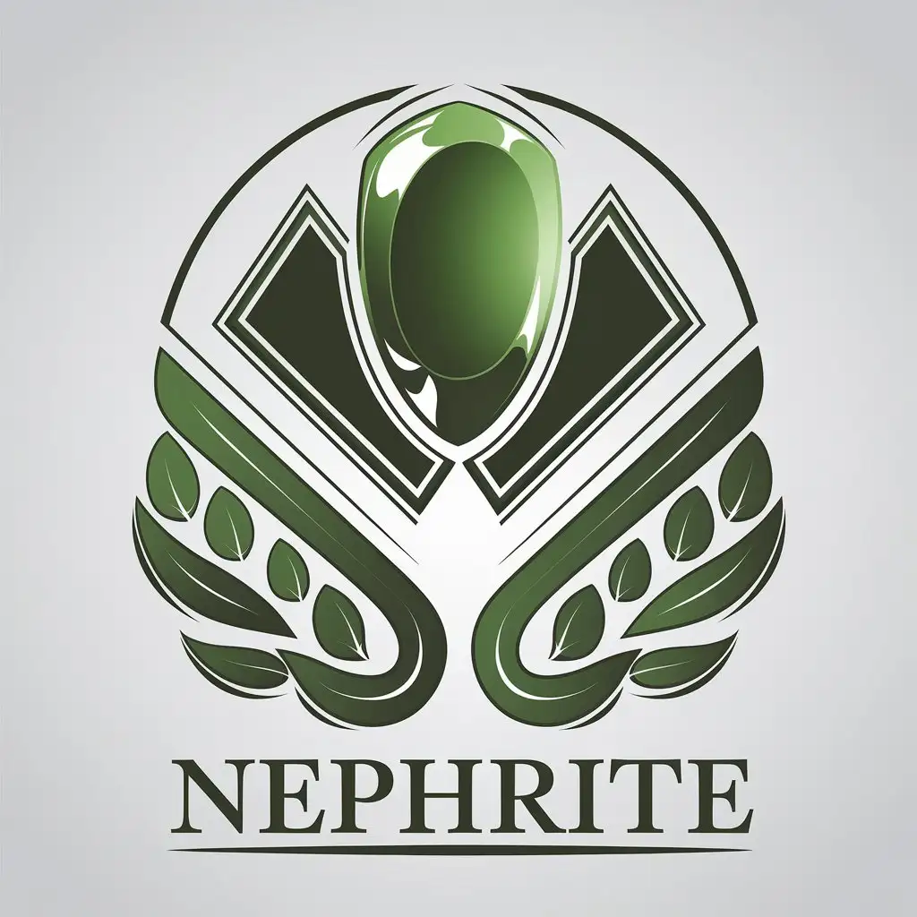 a vector logo design,with the text "Nephrite", main symbol:Jade,Minimalistic,be used in Woodworking industry,clear background