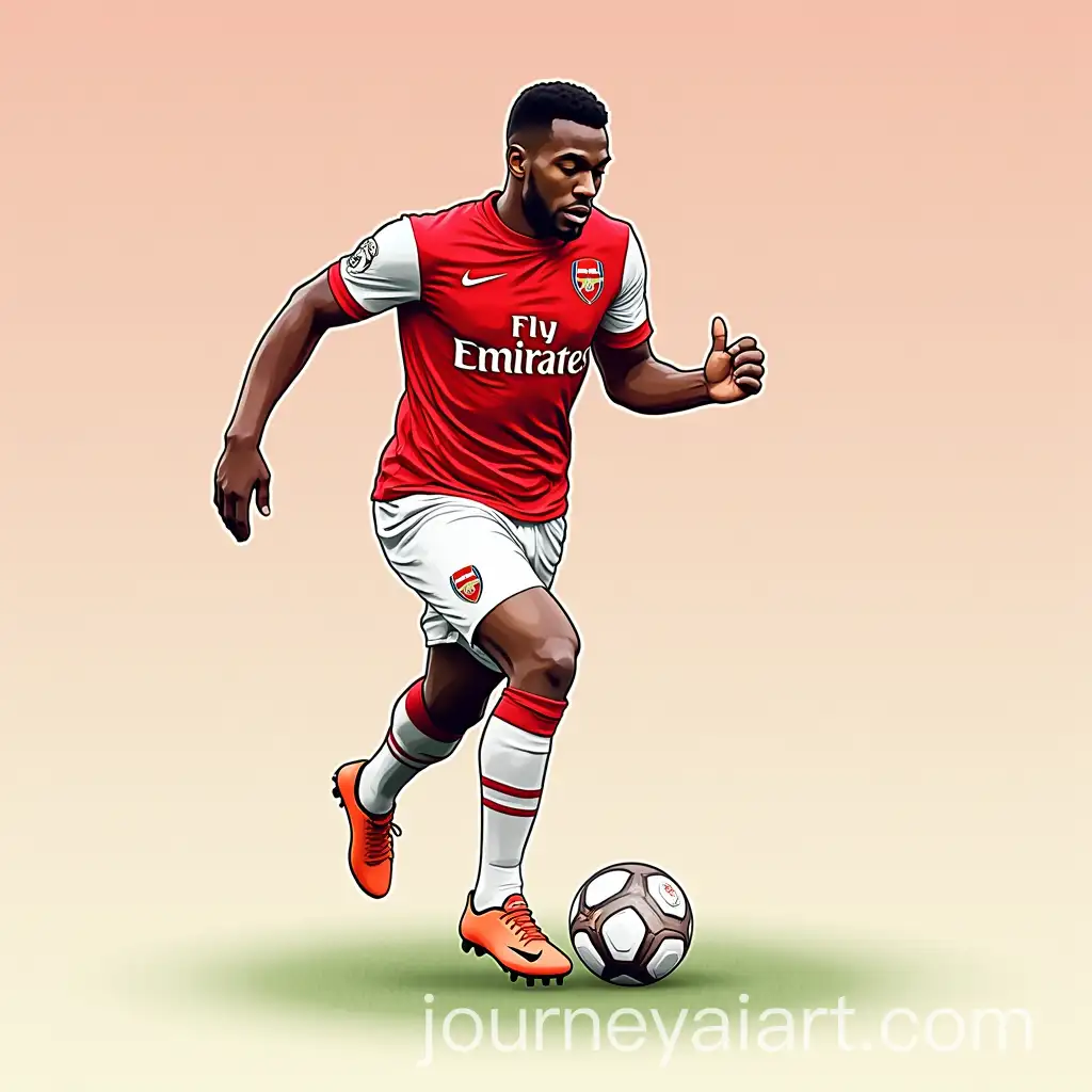 Arsenal-Soccer-Player-Dribbling-Ball-in-Digital-Illustration-Style
