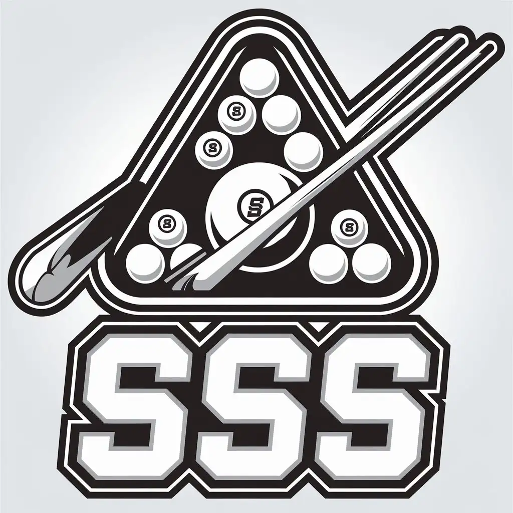 a vector logo design,with the text "SSS", main symbol:billiards,Moderate,be used in Sports Fitness industry,clear background