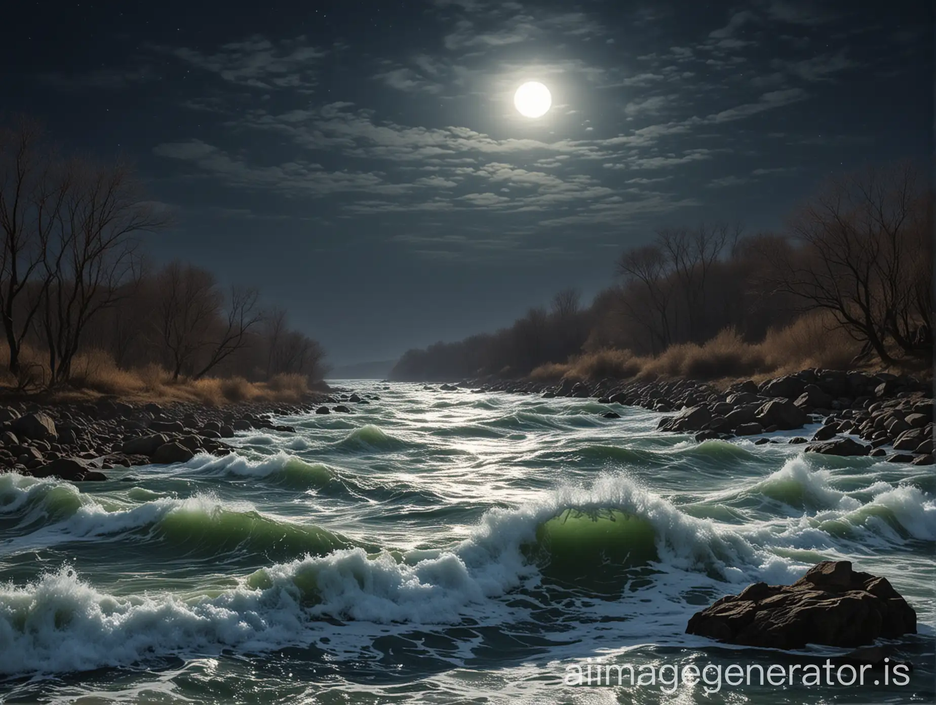 Roaring with the waves for ten thousand miles, where is the spring river without moonlight!