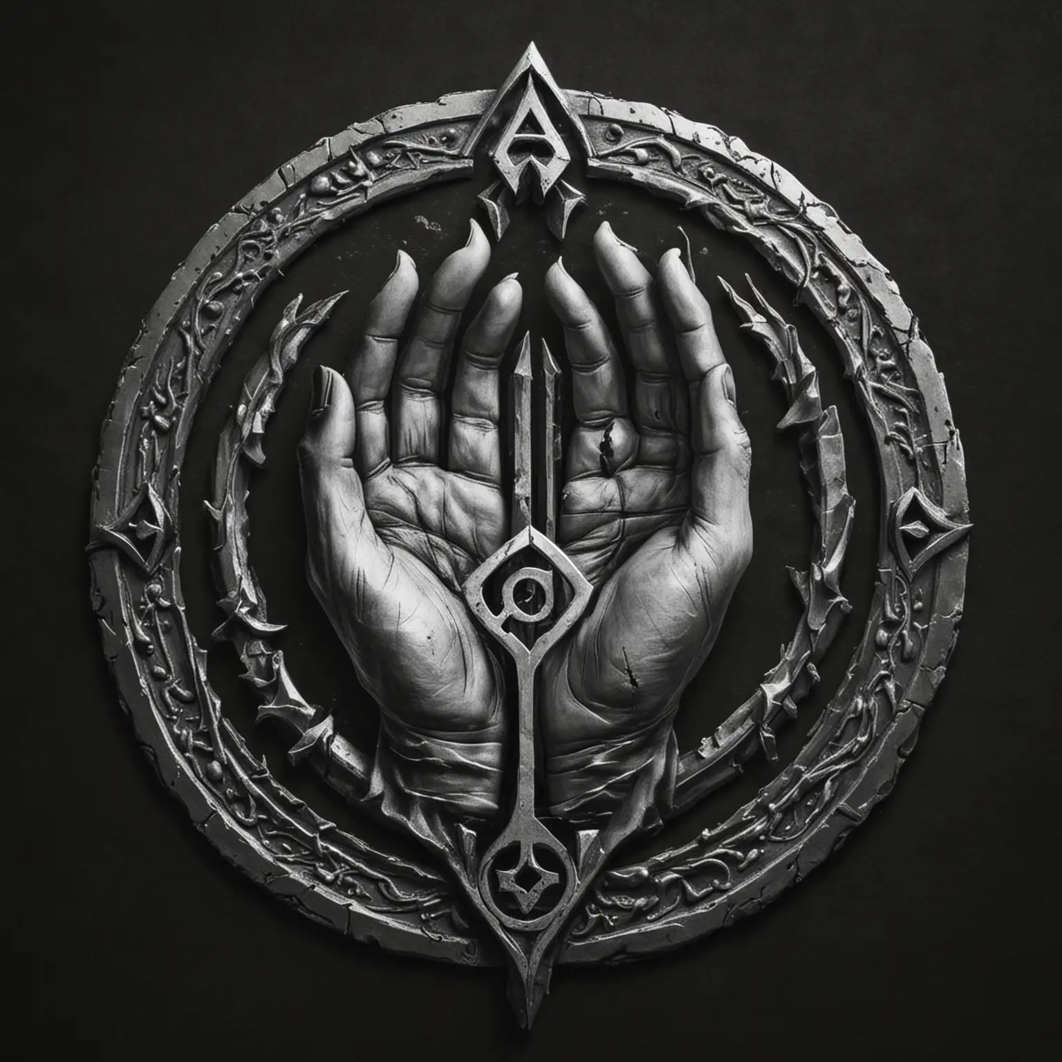 Logo Design for The Unseen Hand Thieves Guild in Black and Silver