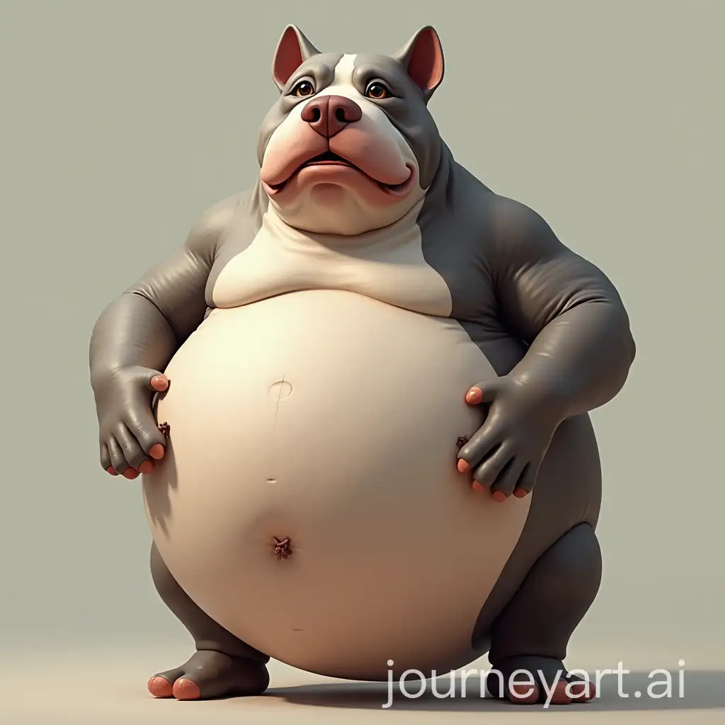 Realistic-Bull-Terrier-with-Overinflated-Belly-and-Spherical-Ball