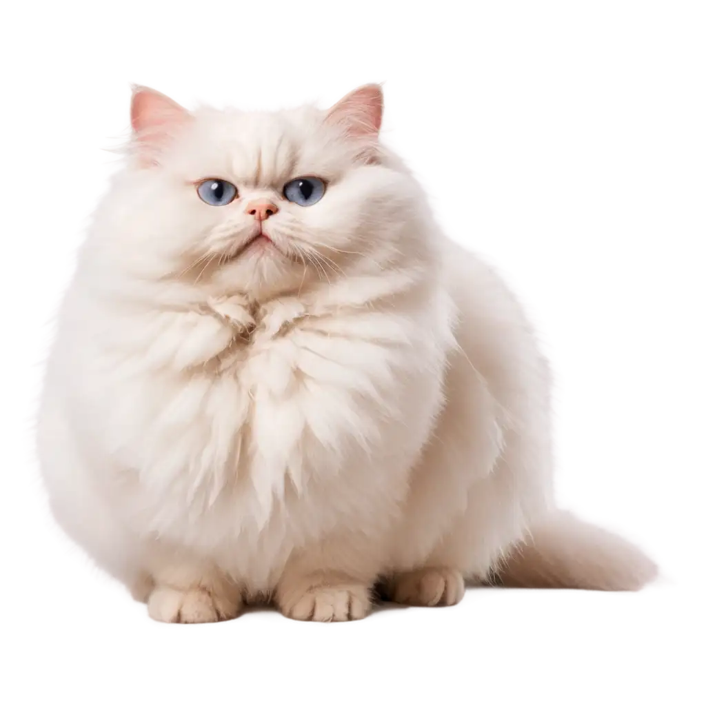 White-Cute-Fluffy-Fat-Cat-PNG-Image-Adorable-Feline-Illustration