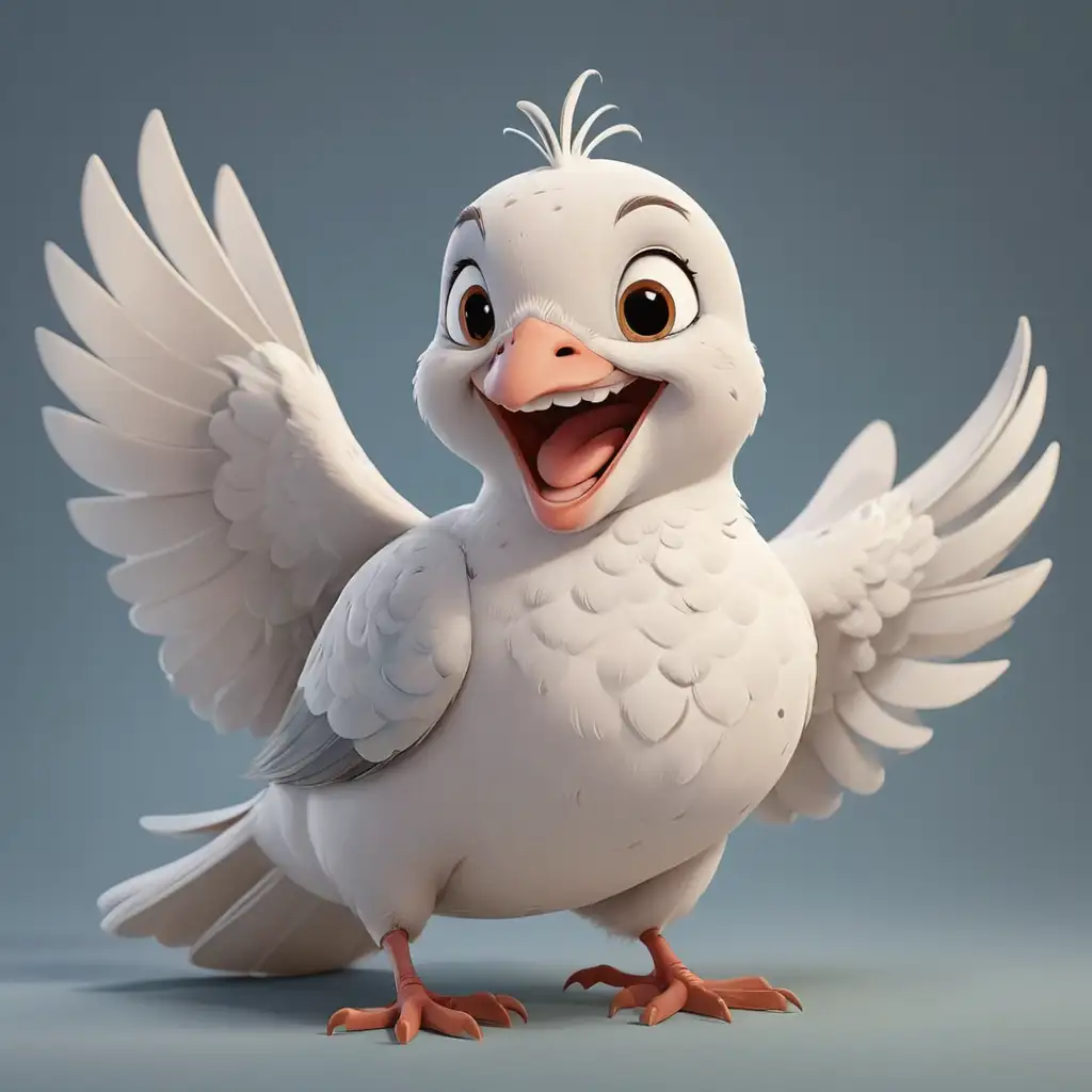 Cheerful Cartoon Dove Smiling