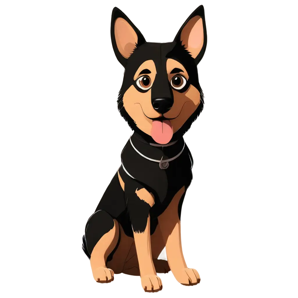 Cartoon-Effect-PNG-Graphic-of-a-German-Shepherd-and-Small-Black-Husky