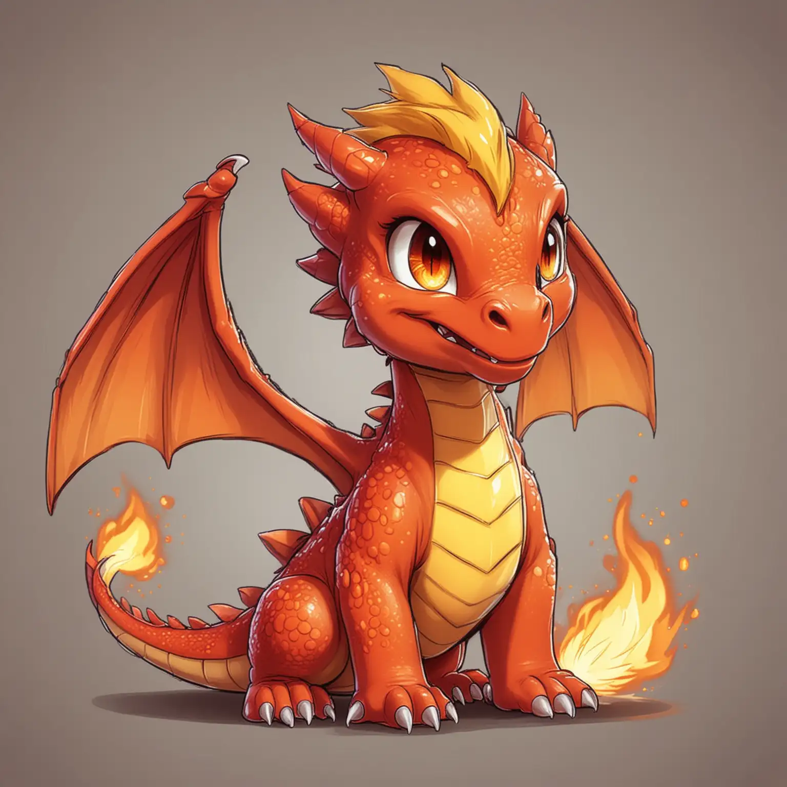 Cartoon Baby Dragon in Pokemon Style Drawing