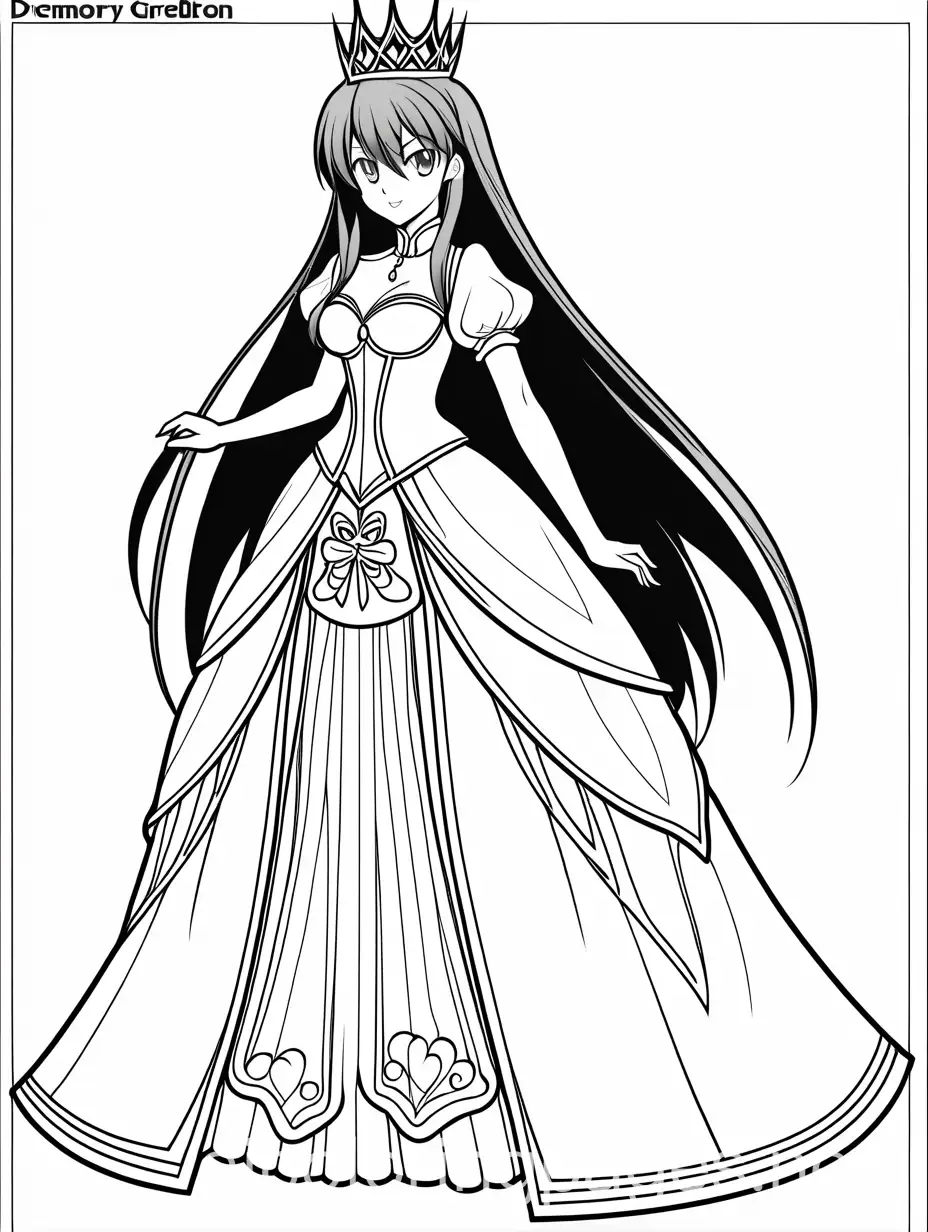 Rias-Gremory-as-a-Princess-Simple-Coloring-Page-for-Kids