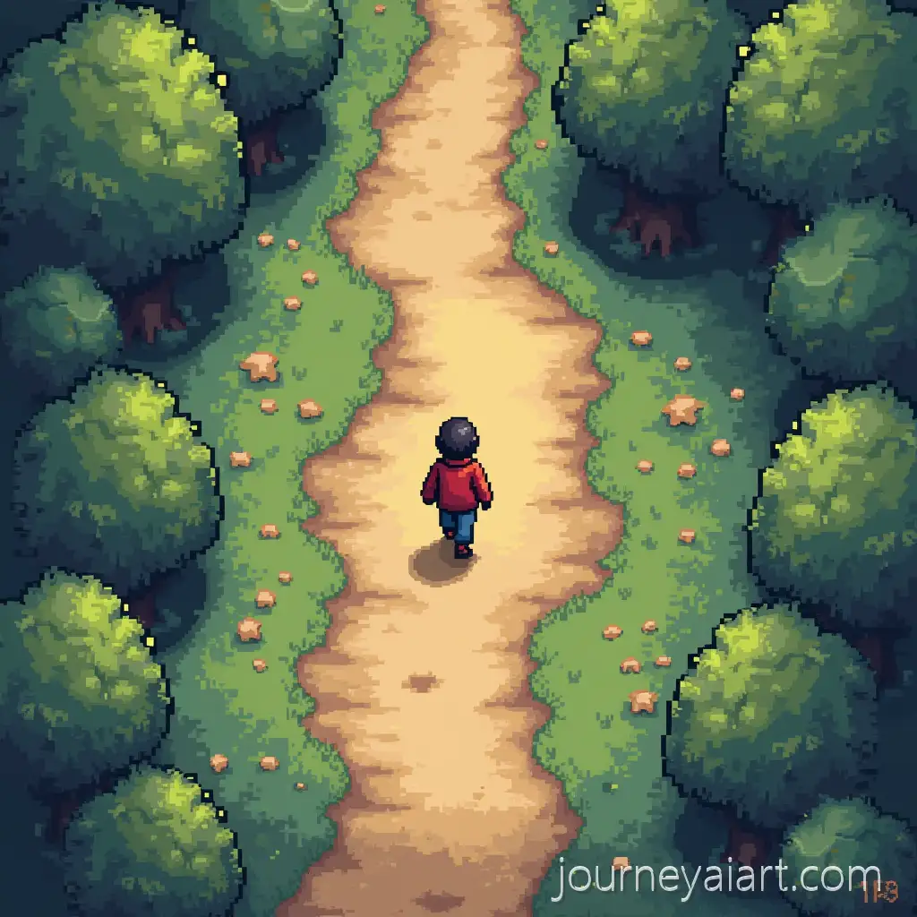 TopDownTopdown-view-character-path-View-of-Character-Walking-Along-a-Path-in-Game-Style