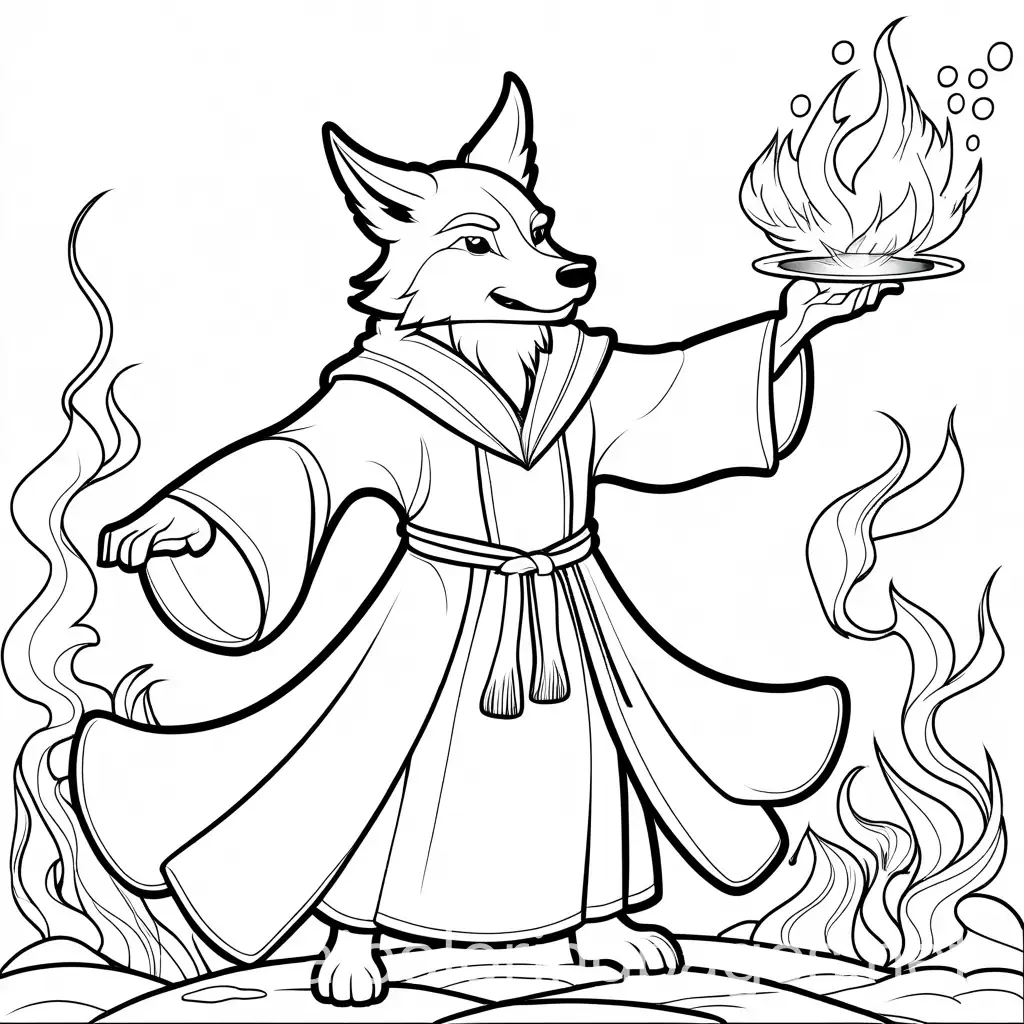 Coloring-Page-of-Wolf-Wizard-Casting-Fireball-Spell