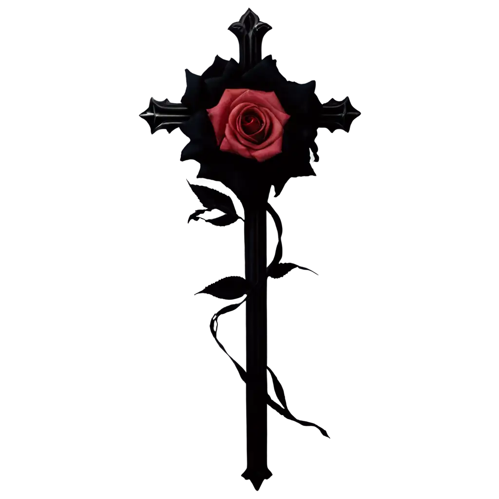 Dark-Goth-Dreamy-Looking-Rose-Cross-PNG-Image-Create-Mystical-and-Evocative-Art