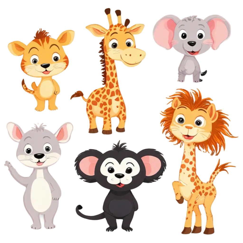 Happy-Zoo-Animals-Clipart-PNG-Vibrant-and-Joyful-Wildlife-Illustrations