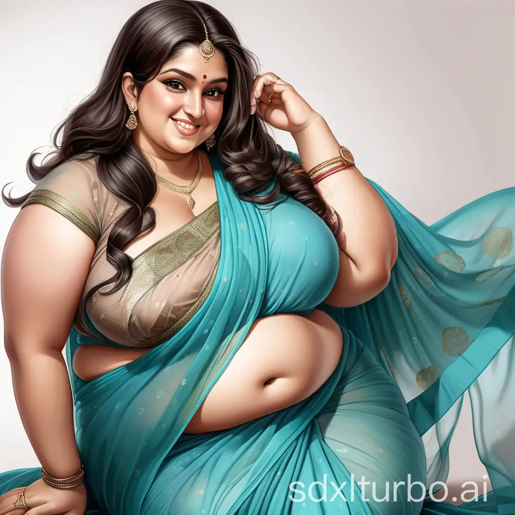 Radiant-Indian-Beauty-in-Traditional-Sari-Exuding-Confidence-and-Joy