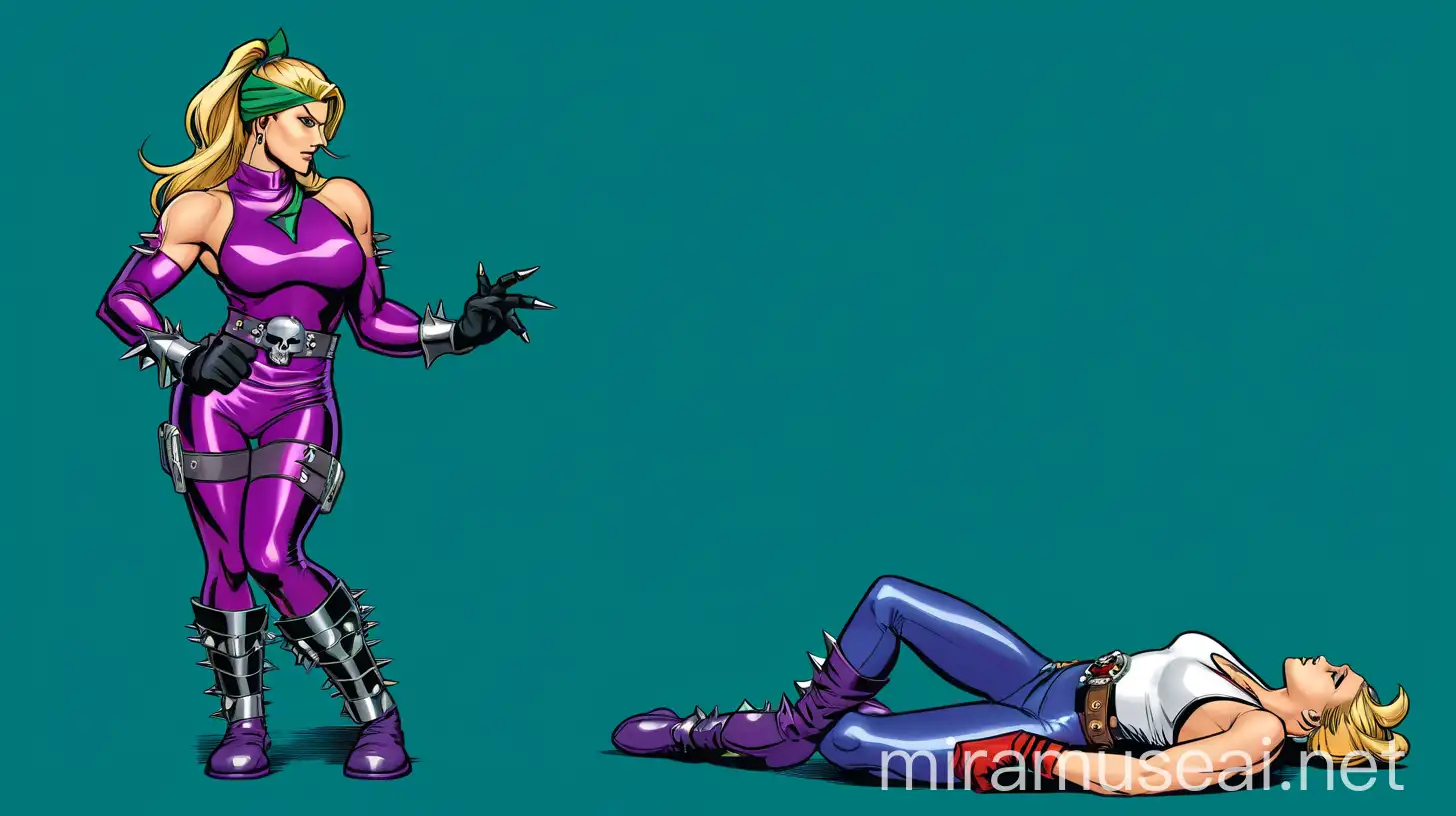 Comic Book Heroine Defeating Opponent in Epic Battle