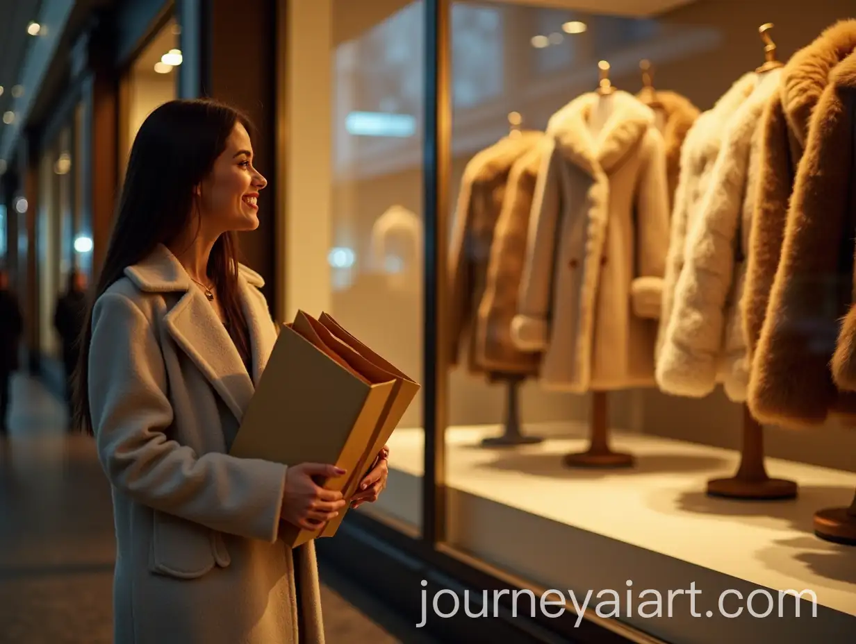 Young-Woman-Shopping-in-Front-of-Luxurious-Store-Window-Displaying-Sable-Furs