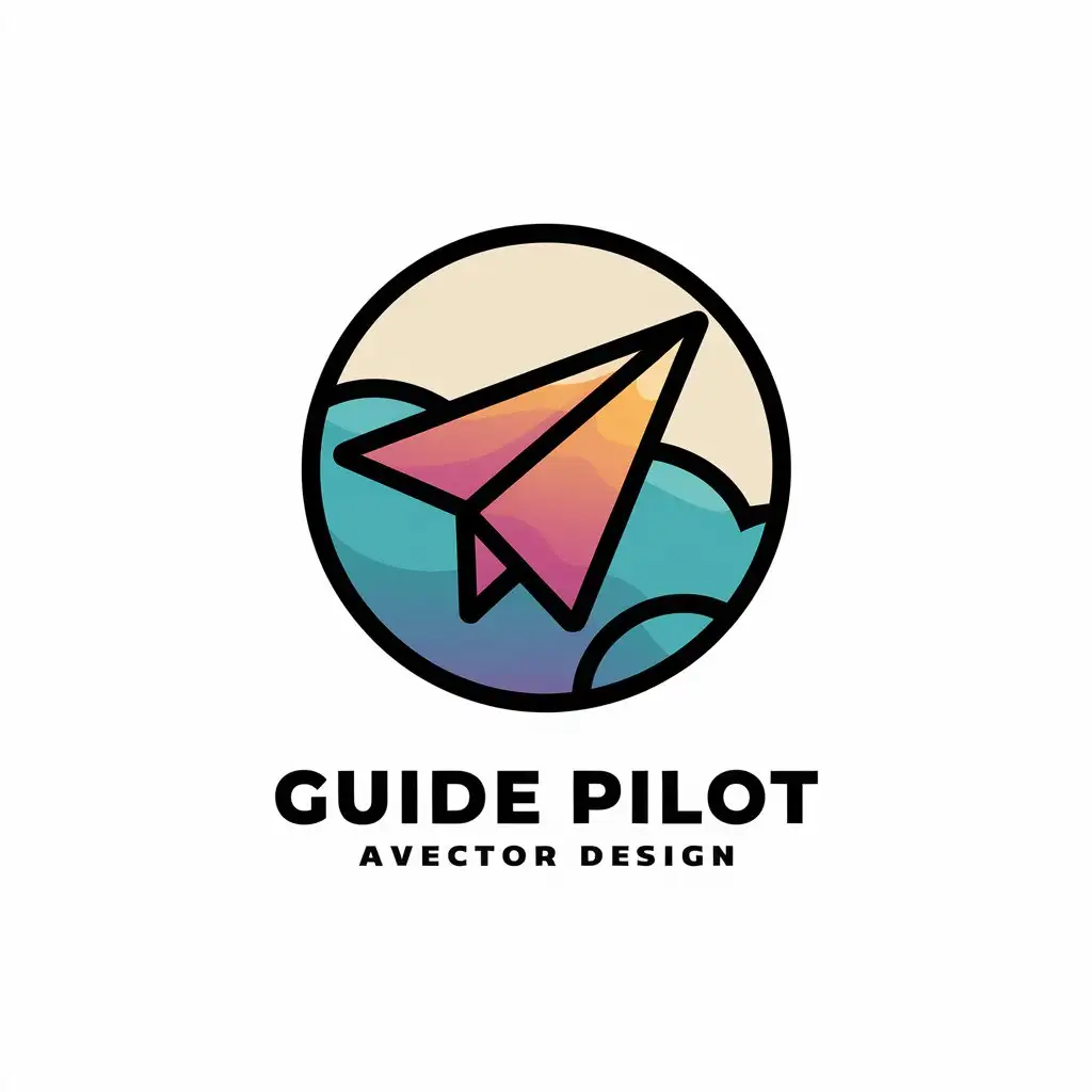 LOGO Design for Guide Pilot Round Paper Airplane with Gradient Colors and Clear Background