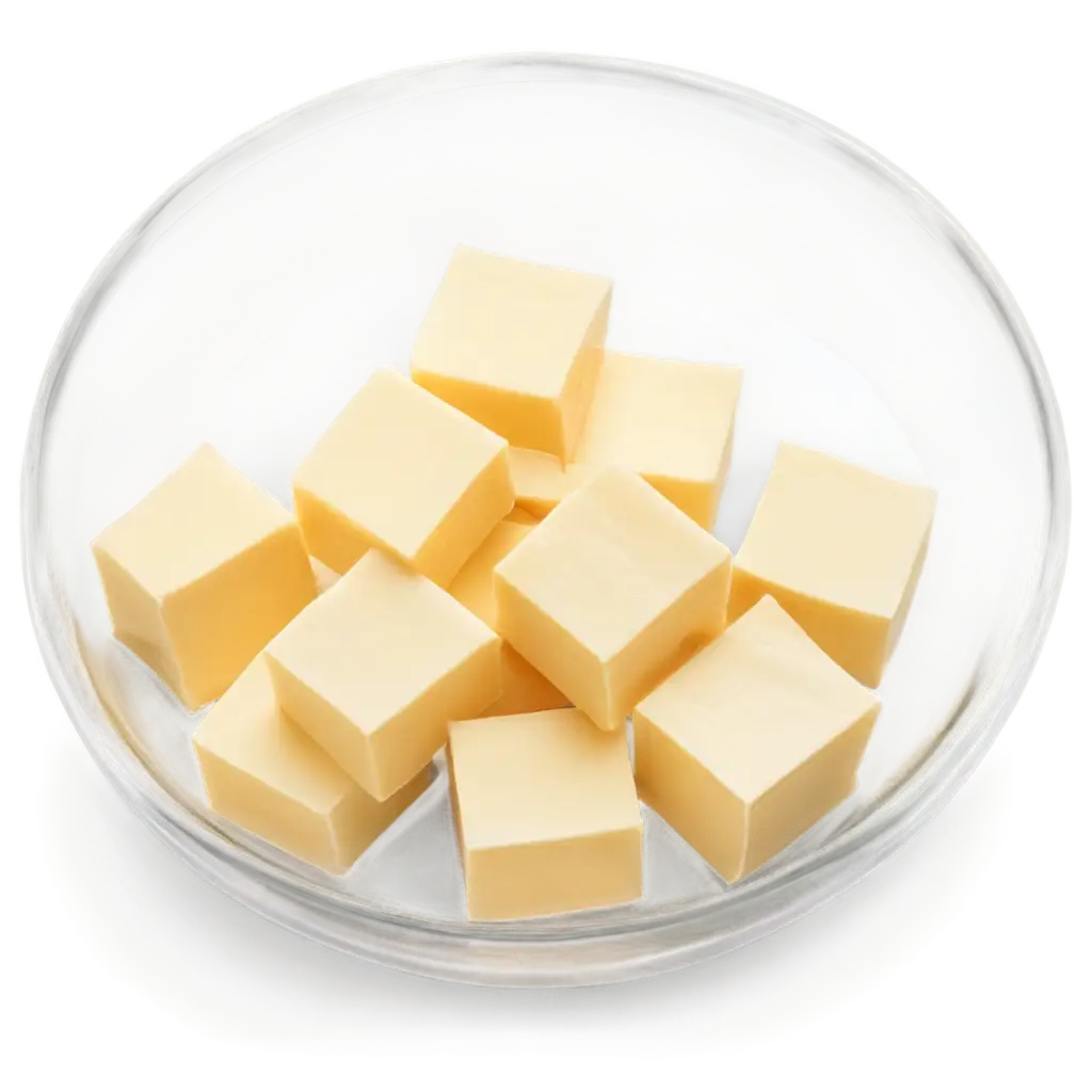 HighQuality-PNG-Image-of-Soft-Butter-Cubes-in-a-Glass-Bowl-Perfect-for-Culinary-and-Design-Applications