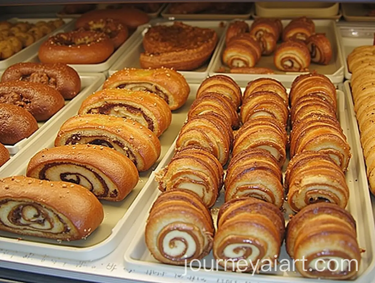 Assorted-Bakery-Goods-on-Display-with-Pies-Rugelach-Doughnuts-and-Pancakes