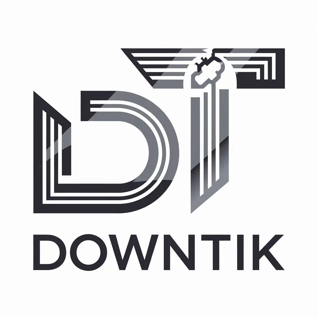 LOGO Design for DownTik Vector DT Symbol for the Internet Industry with Clear Background