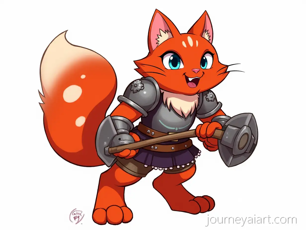 Red-CatPerson-Warrior-with-White-Spots-Holding-Battle-Hammer-in-Dynamic-Fantasy-Scene
