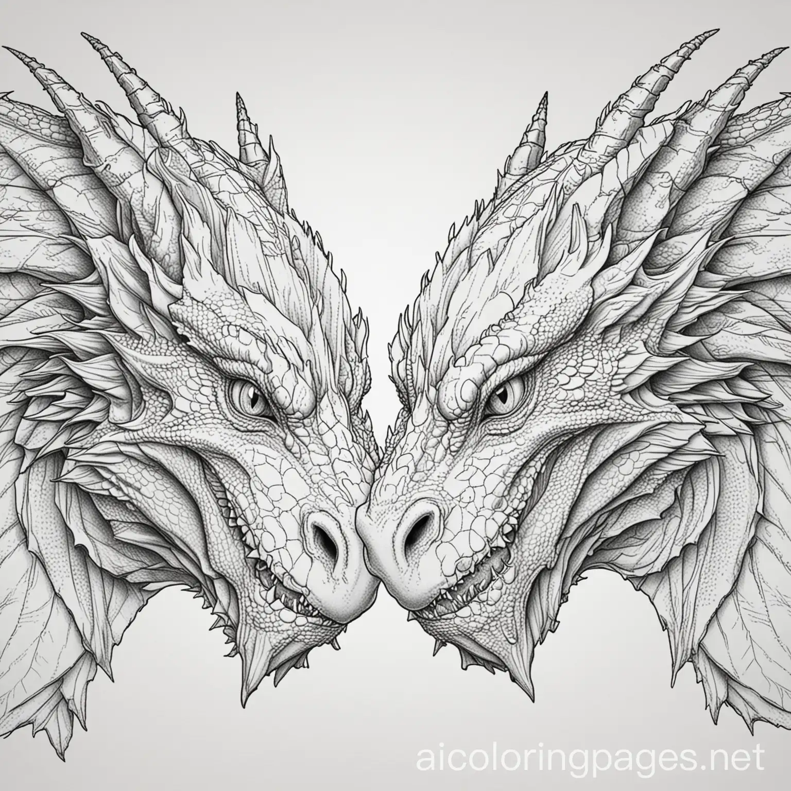 Two-Dragon-Heads-Coloring-Page