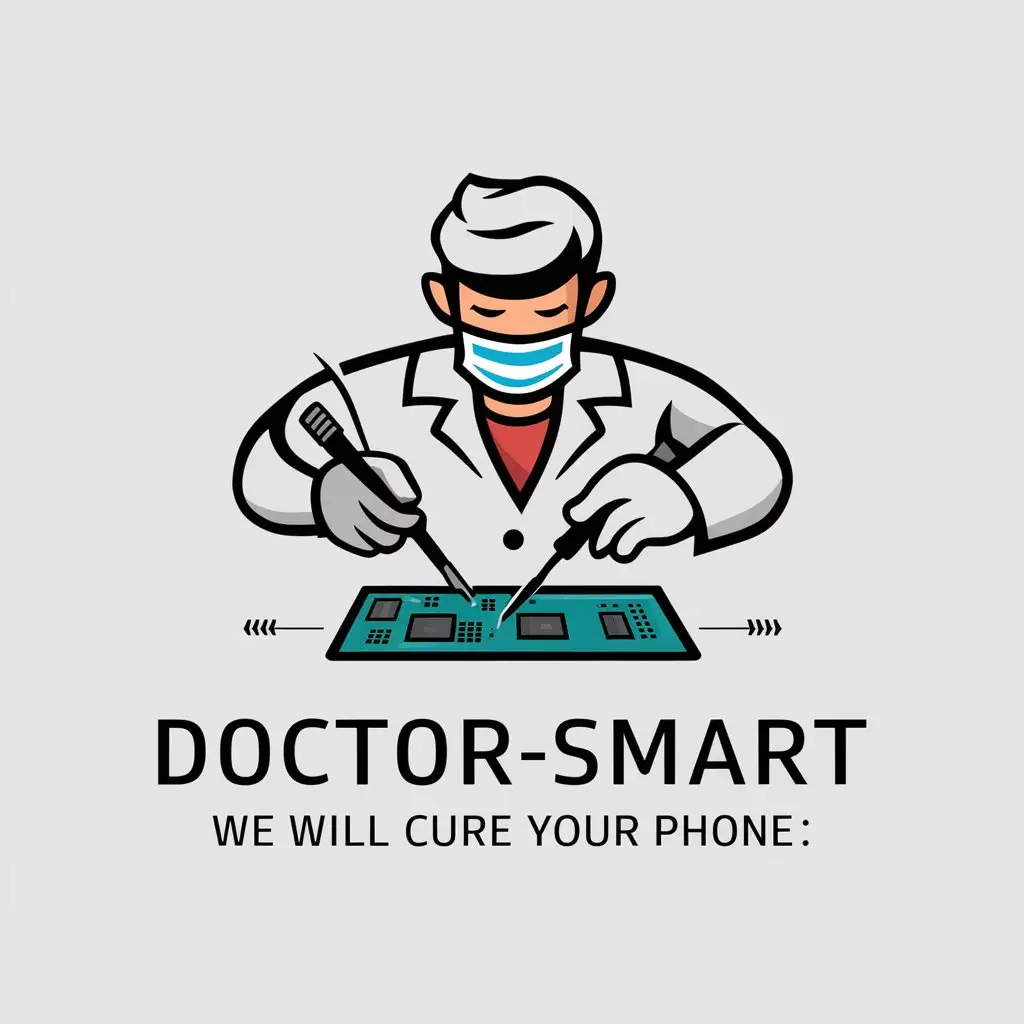 LOGO-Design-for-DOCTORSMART-Innovative-Tech-Repair-with-Lab-Coat-and-Soldering-Iron