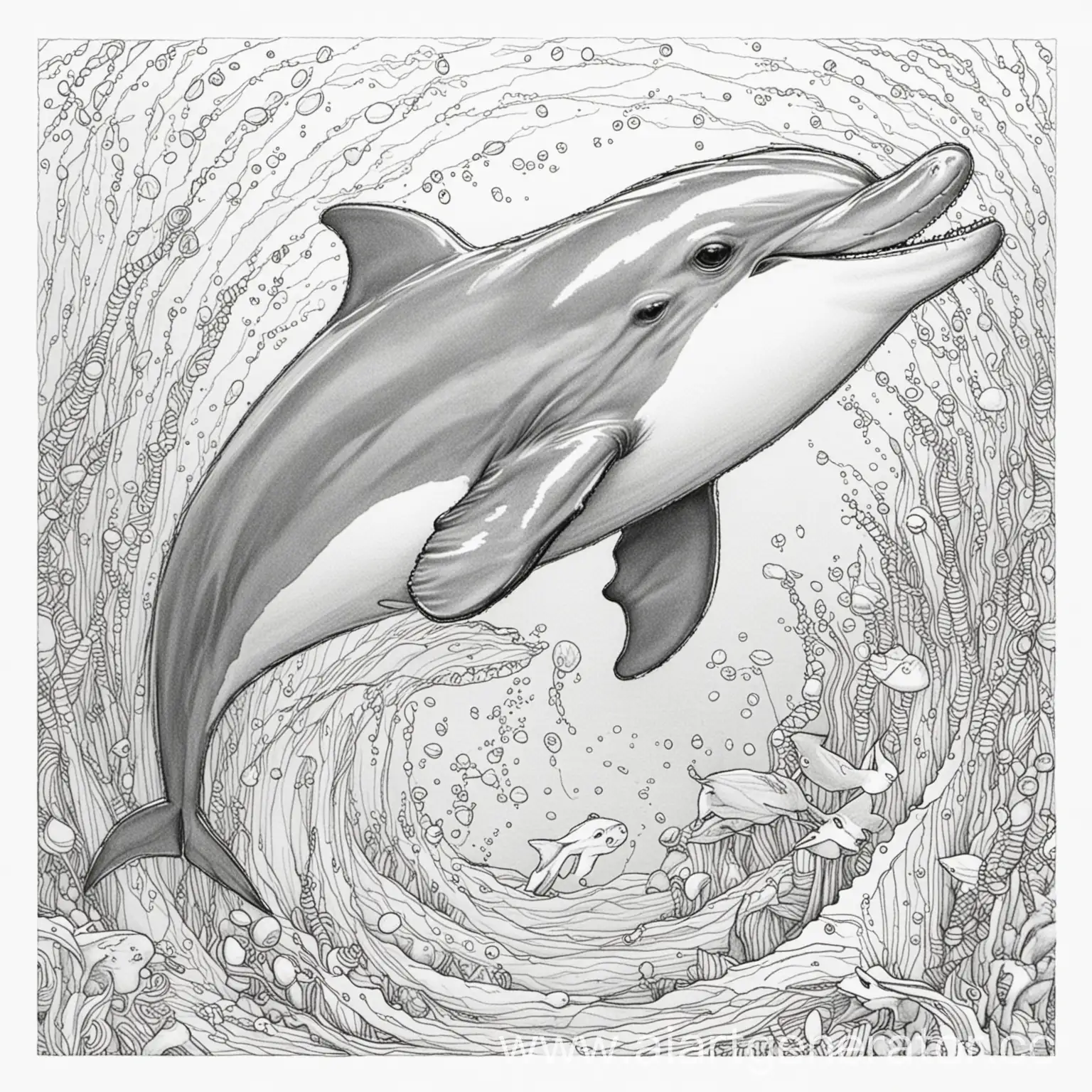 an image for coloring dolphin for children