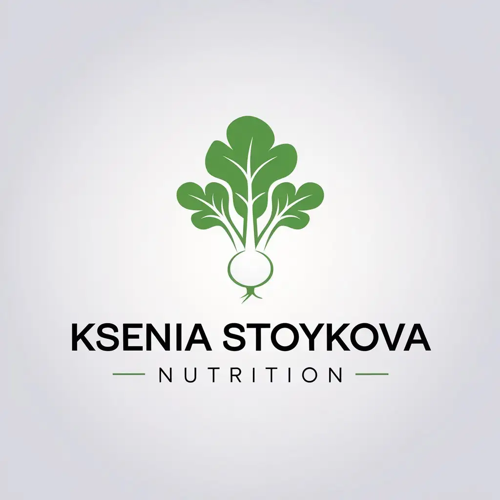 LOGO Design for Ksenia Stoykova Nutrition Minimalistic Vector with Veggie Symbol for Sports Fitness Industry