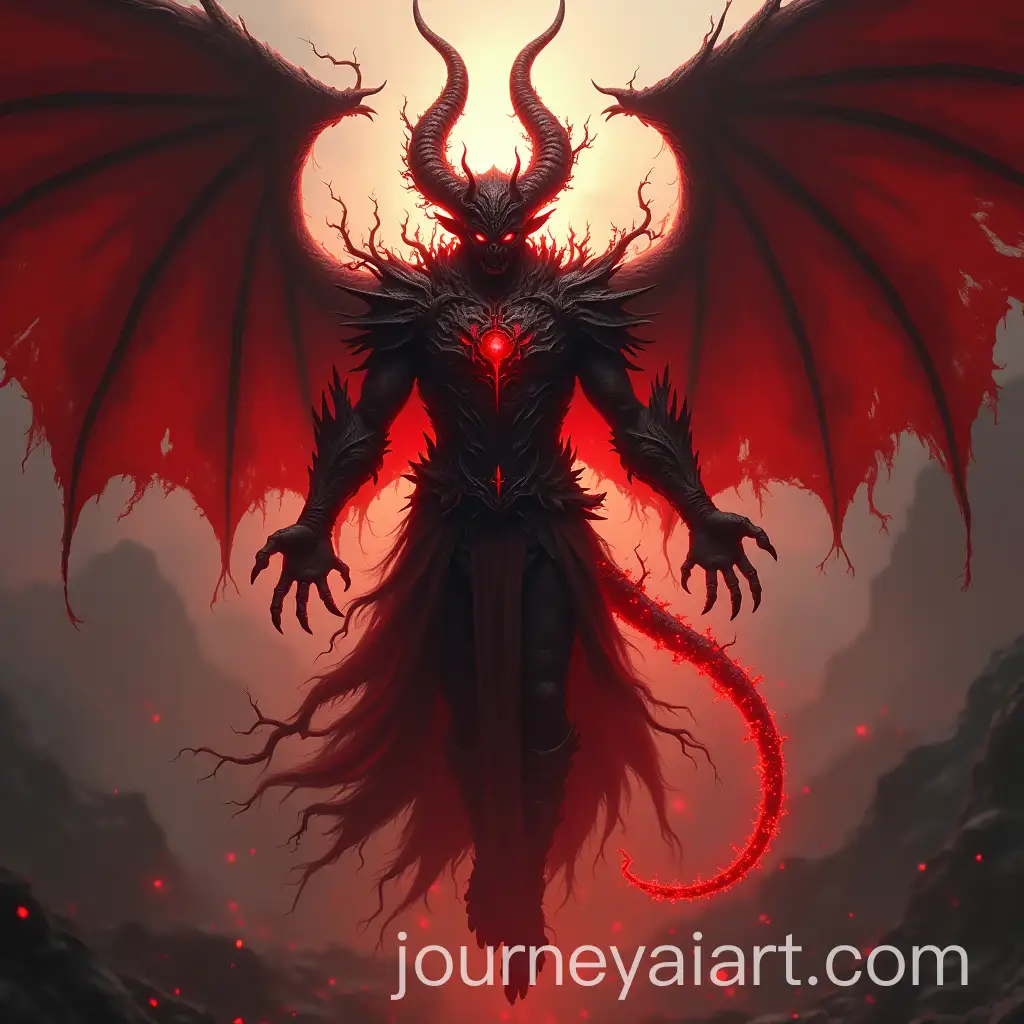 Demonic-Warrior-with-Glowing-Red-Tail-and-WideSpreading-Wings-in-Dark-Vines