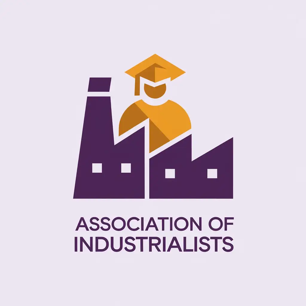 LOGO Design for Association of Industrialists Purple and Orange Colors with Companies and Workers Theme