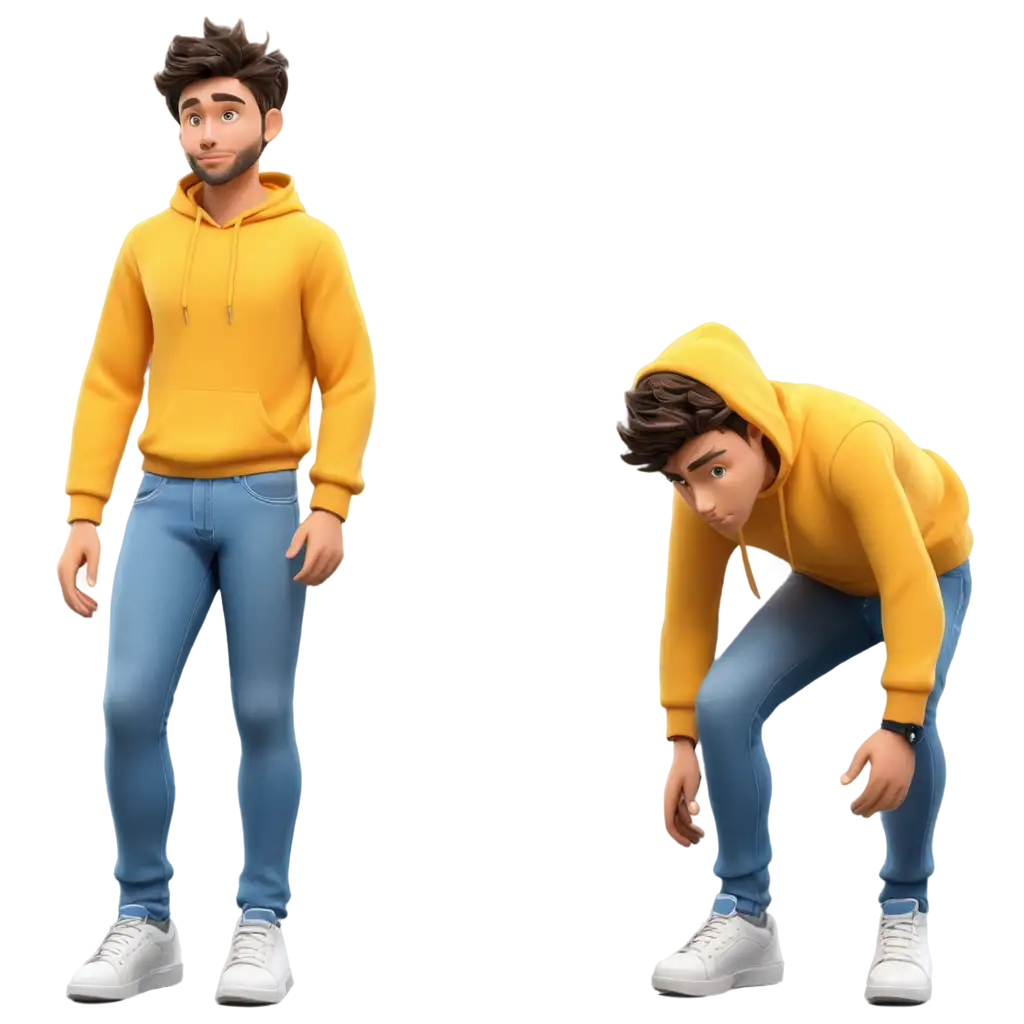 3D-PNG-Image-of-a-Man-in-Yellow-HoodiePNG-Image-Usage-Scenarios-Expressing-Stress-and-Fatigue