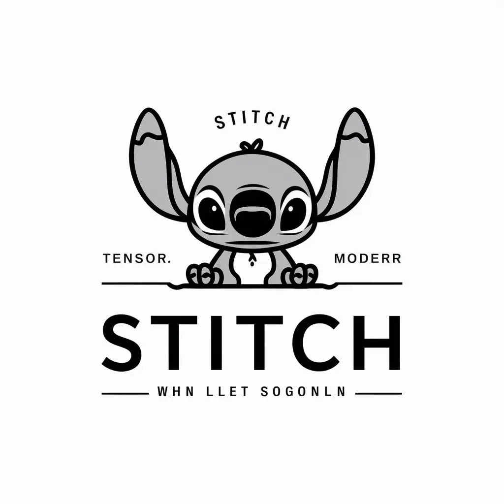 a vector logo design,with the text "Stitch", main symbol:Lilo & Stich, tensor,Moderate,clear background