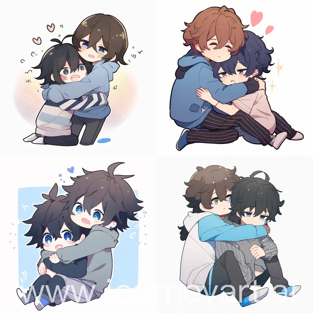 Two-Cute-Boys-Embracing-in-Casual-Wear