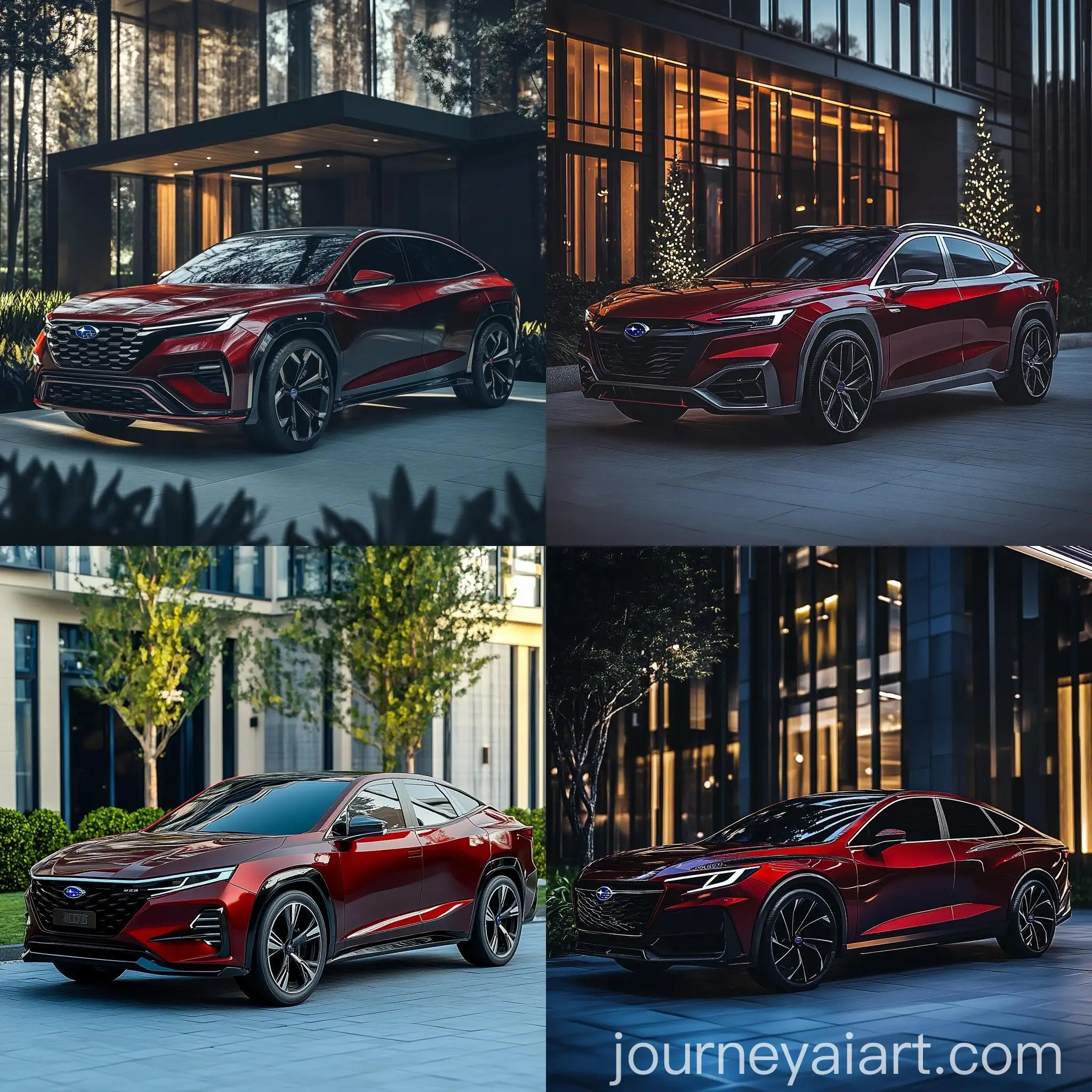 Futuristic-Blue-Subaru-SUV-in-Modern-Yard-with-Cinematic-Lighting